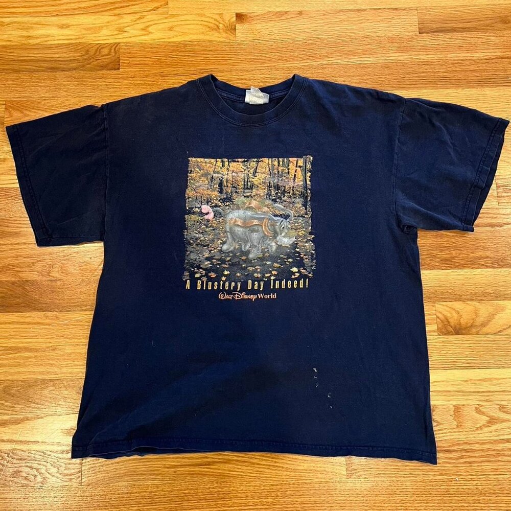 Vintage Walt Disney World Blustery Day Eeyore Winnie the Pooh T Shirt Top Mens L